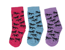 Load image into Gallery viewer, AWST Youth Galloping Horse Socks 3 pack
